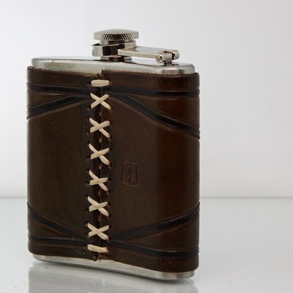 LEATHER Hip Flask | Leather Wrapped Steel Flask 6 oz. | Excellent Gift - Picture 3 of 6